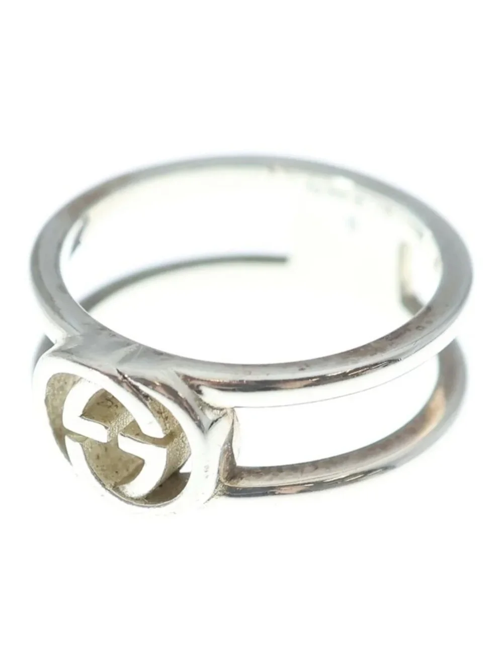 Gucci GG Interlocking Ring Logo Silver