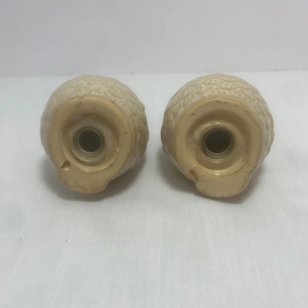 Vtg Style Owl Salt‎ Pepper Shakers Beige Ceramic Pair Mid Century Retro  Decor