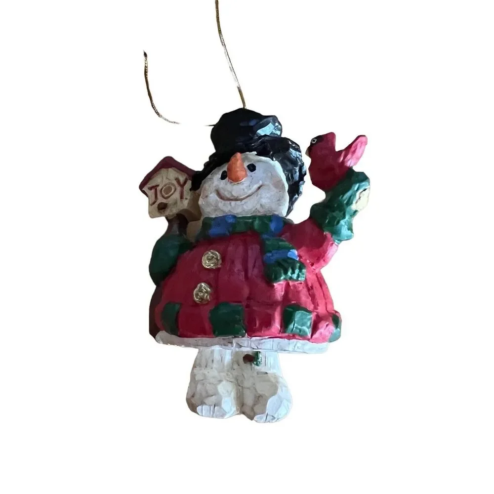 Snowman 3x2.5 Christmas‎ Tree Ornament Moving Legs Red Bird Birdhouse Winter