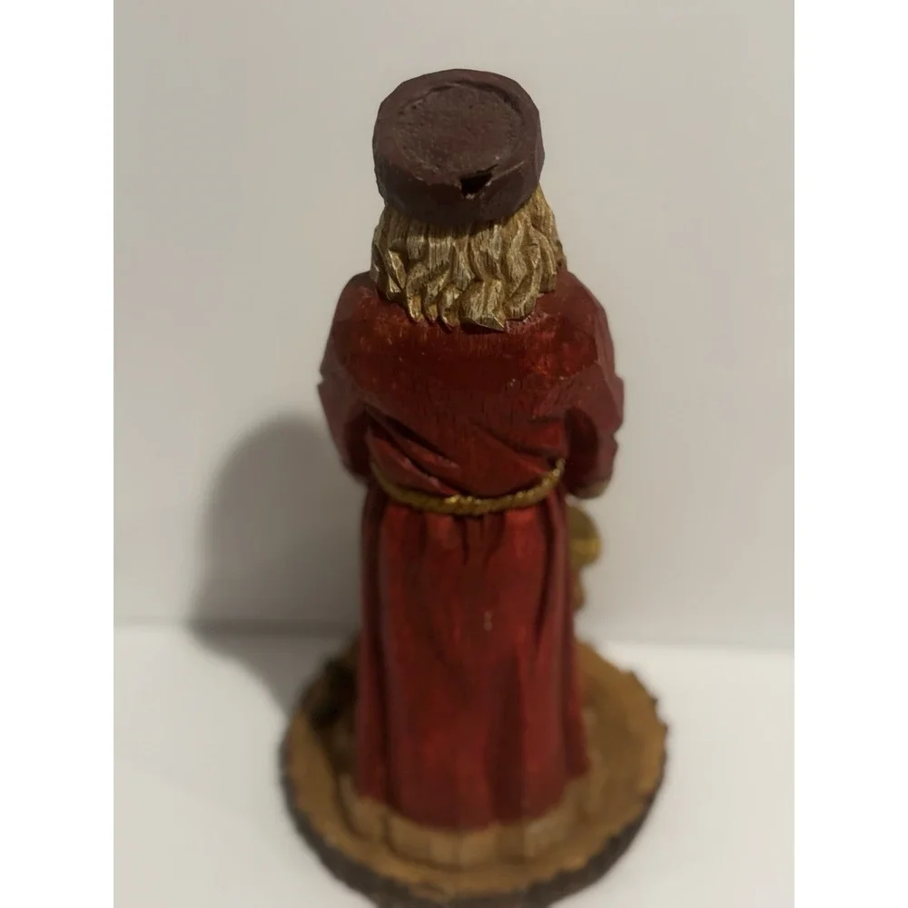 Vintage Christmas Faux Wood‎ Carved Old World Woodland Santa Claus Figurine
