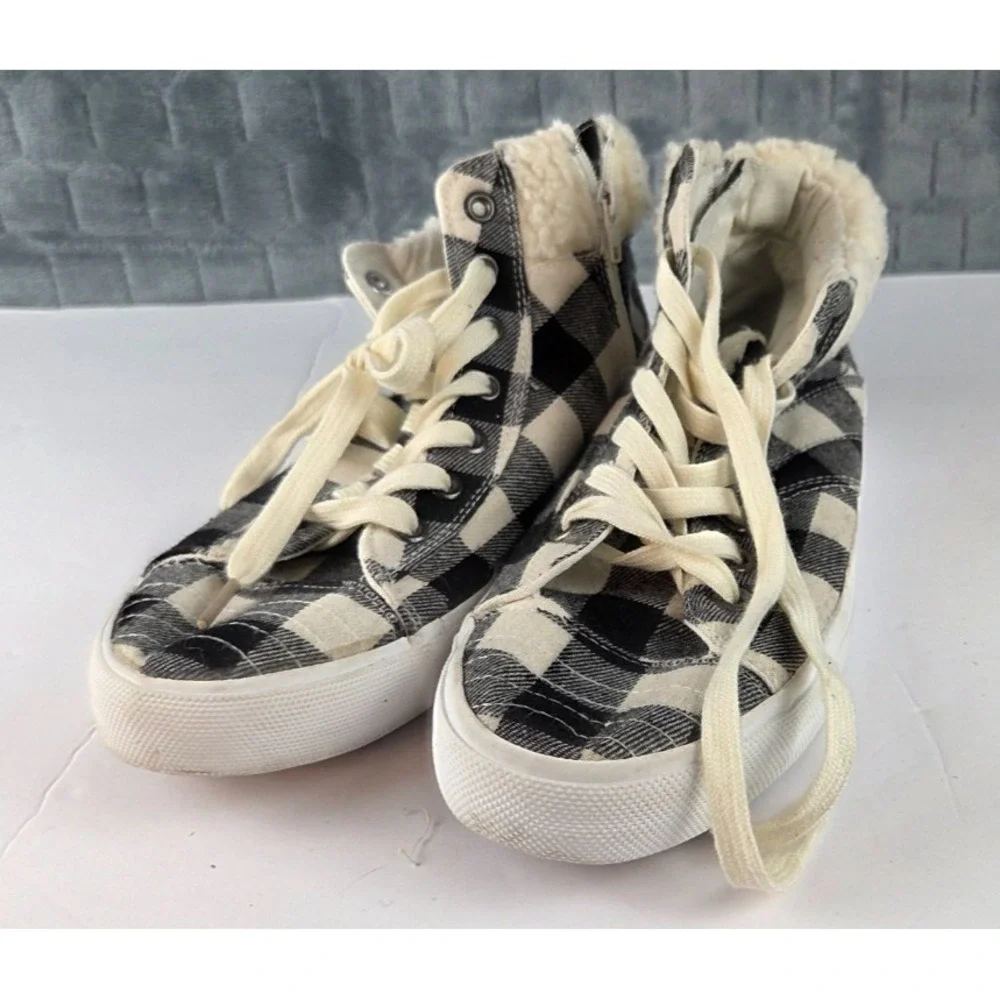 Tommy Bahama High Top‎ Sneakers Black Buffalo Plaid Shoes Size 7.5