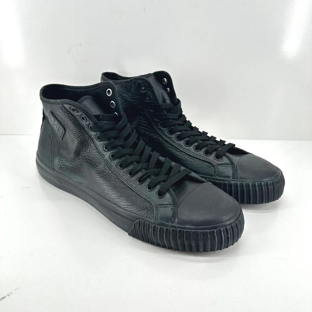 PF Flyers Shoes Men's 15 Sneakers Center Hi Top Black Leather High Top NWOT NWOB