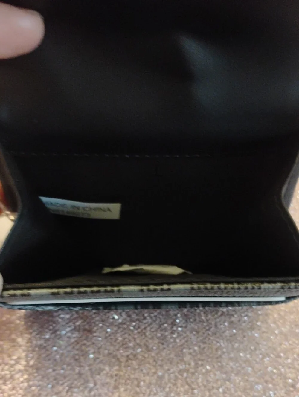 NWT H by Halston Black Gray Checkered Mini Wallet Gold Logo Key Ring