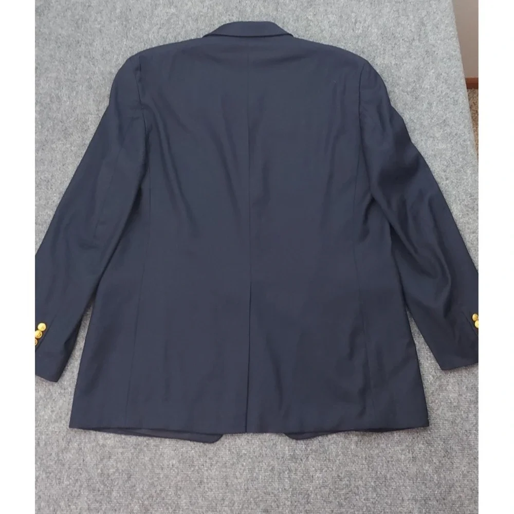Lauren Ralph Lauren Blazer Jacket Mens 46 Long Navy Blue Gold Buttons Wool‎ Coat