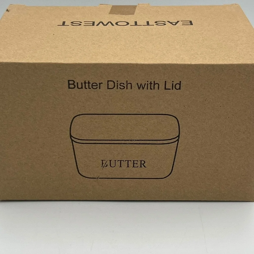 Hasense Butter Dish with Lid and Knife Black Ceramic Modern Farmhouse Brand New