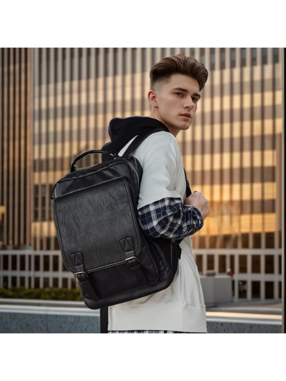 Vintage Leather Backpack for 15.6