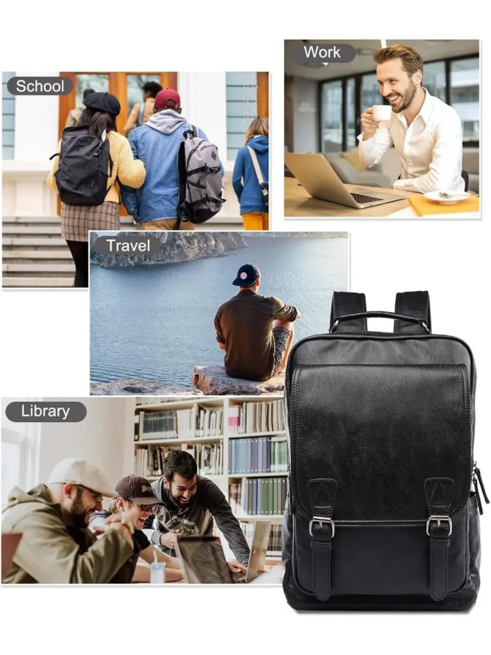 Vintage Leather Backpack for 15.6