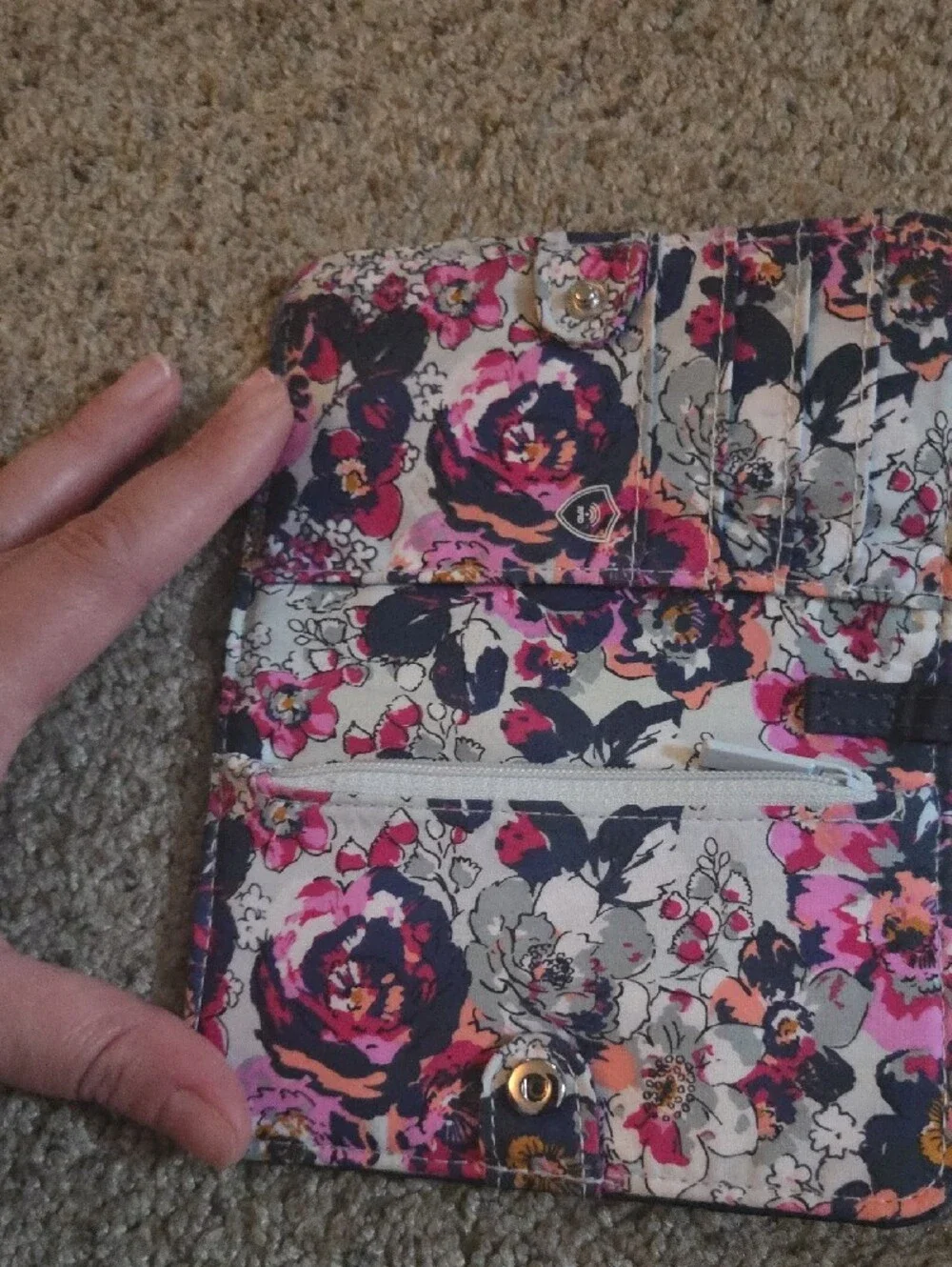 Vera Bradley Navy Quilted Zip-Around Card Wallet