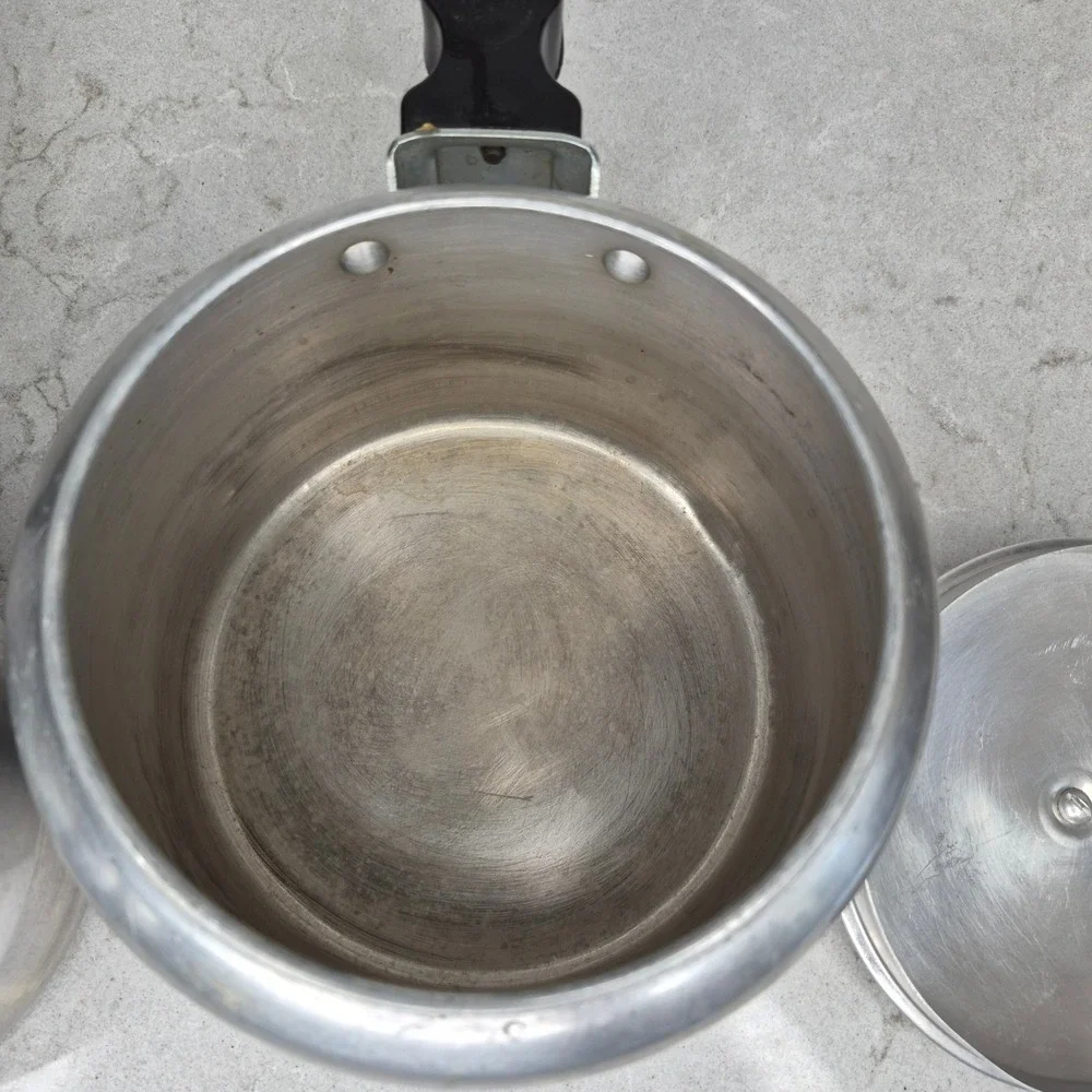 Vintage Double Boiler Aluminum Bakelite Handle Silver