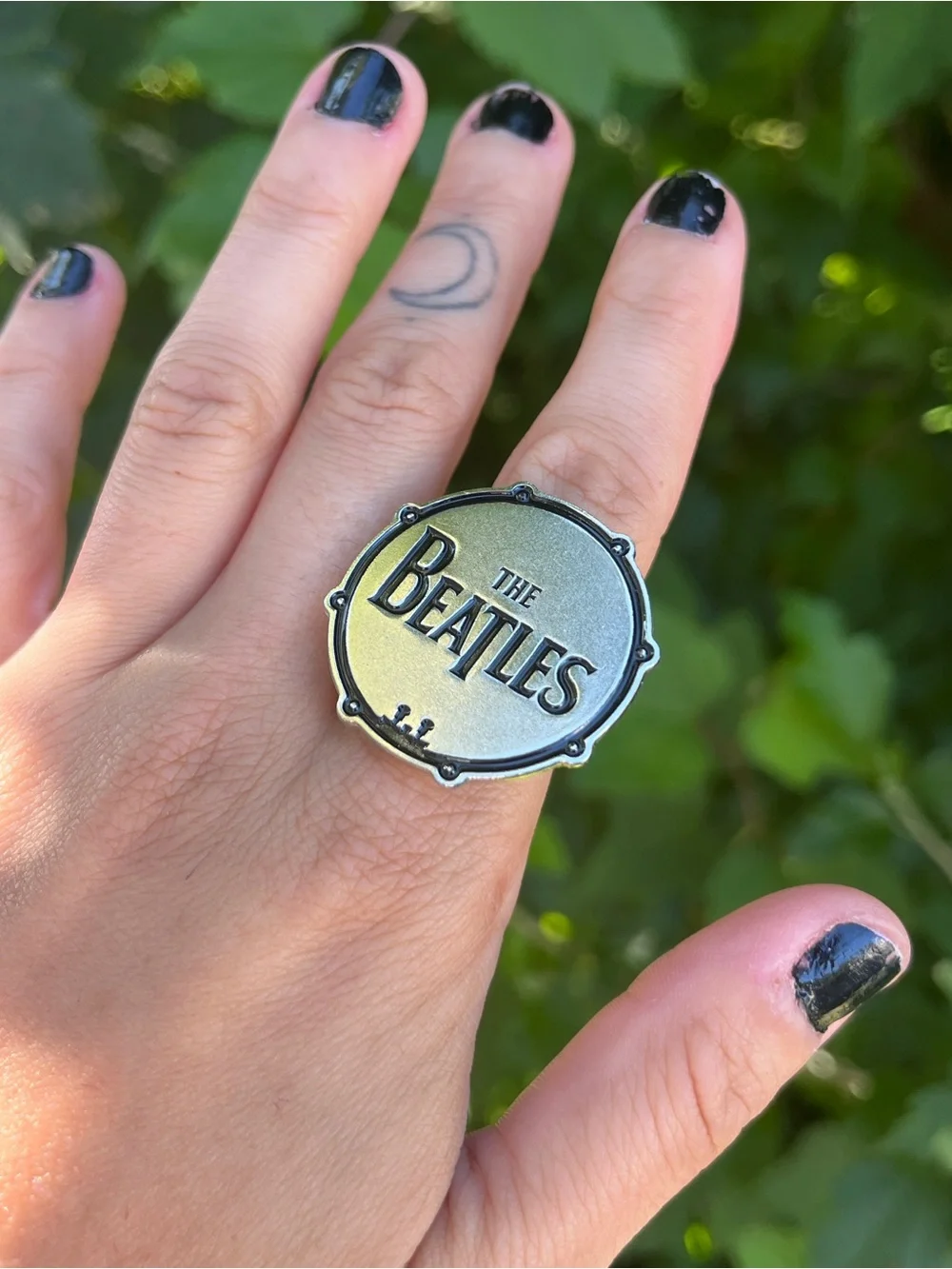 The Beatles Silver Drum Logo Statement Ring