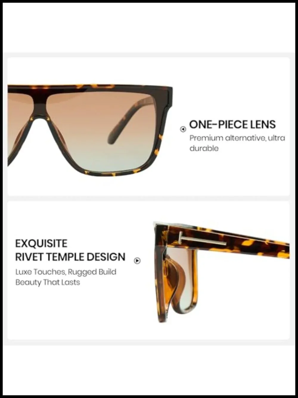 Oversized Polarized Square Sunglasses UV400 Unisex Shield Shades for Driving