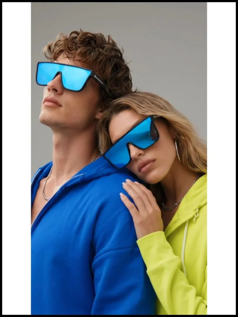 Oversized Polarized Square Sunglasses UV400 Unisex Shield Shades for Driving