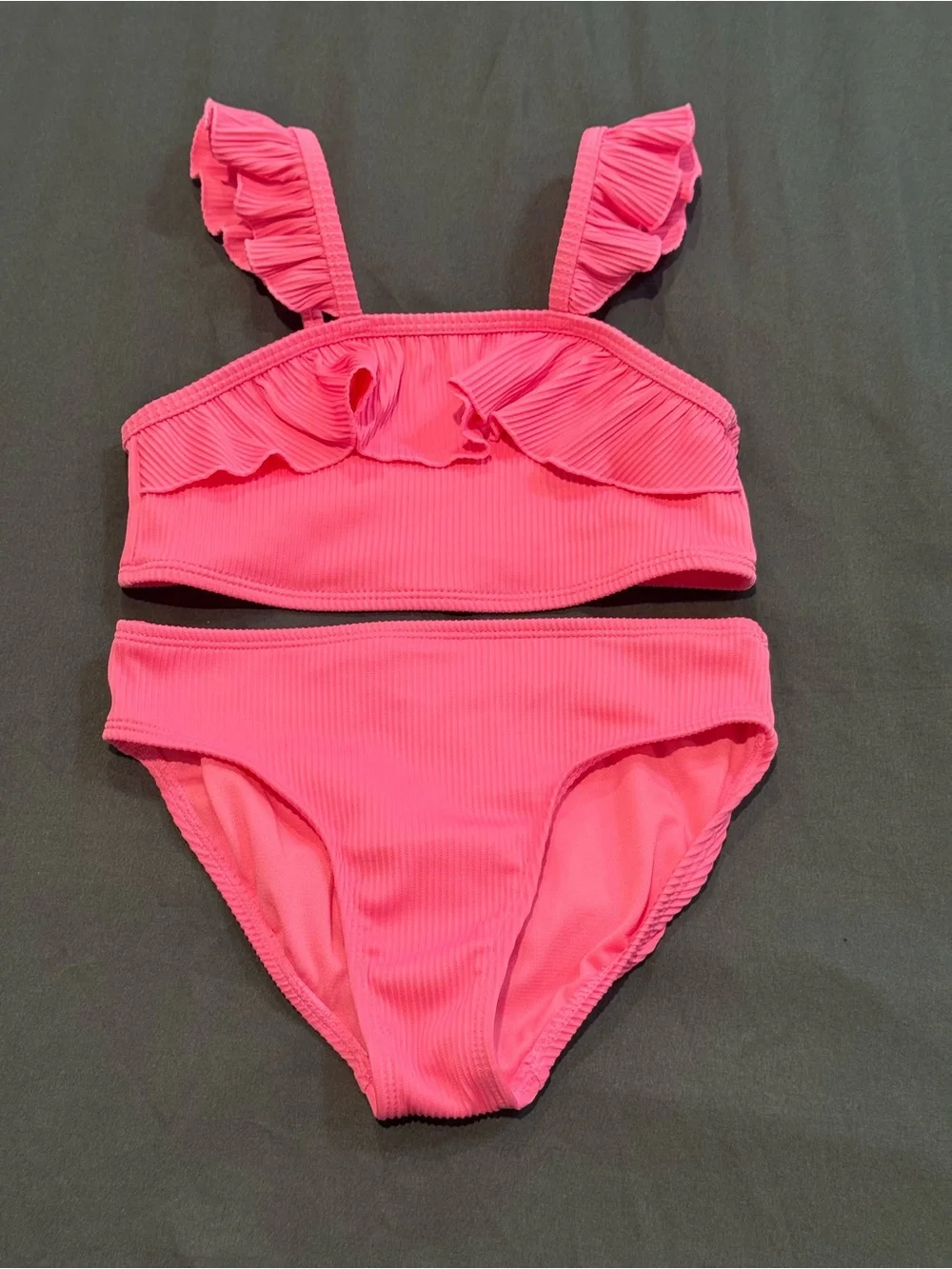 wonder nation Hot Pink Ruffle Two-Piece Girls Bikini Sz 8