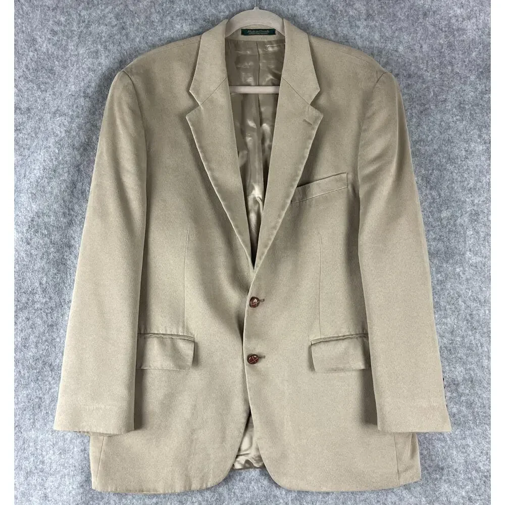 Vintage Ralph Ralph Lauren Faux Suede Blazer‎ Sport Coat Men 44R Beige 2 Button