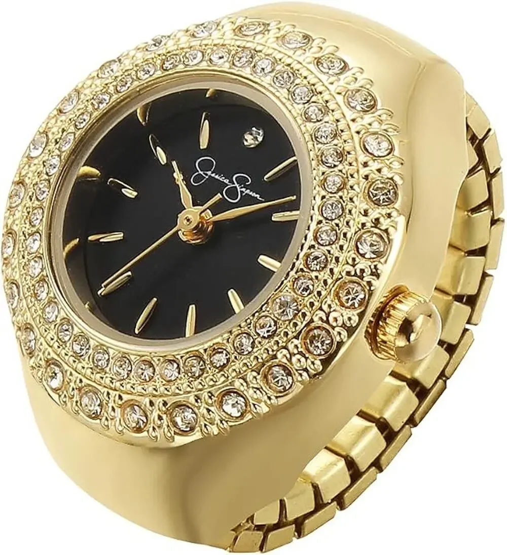 Jessica Simpson Mini Nano Womens Ring Watch Gold Crystal