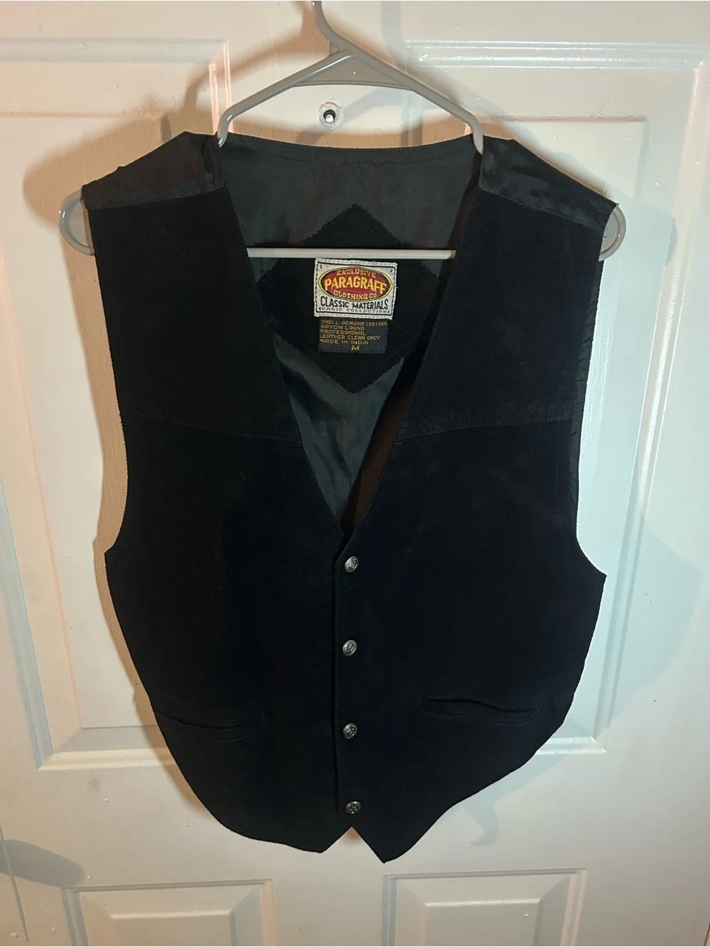 Paragraff Genuine Black Leather Men’s Vest. Medium
