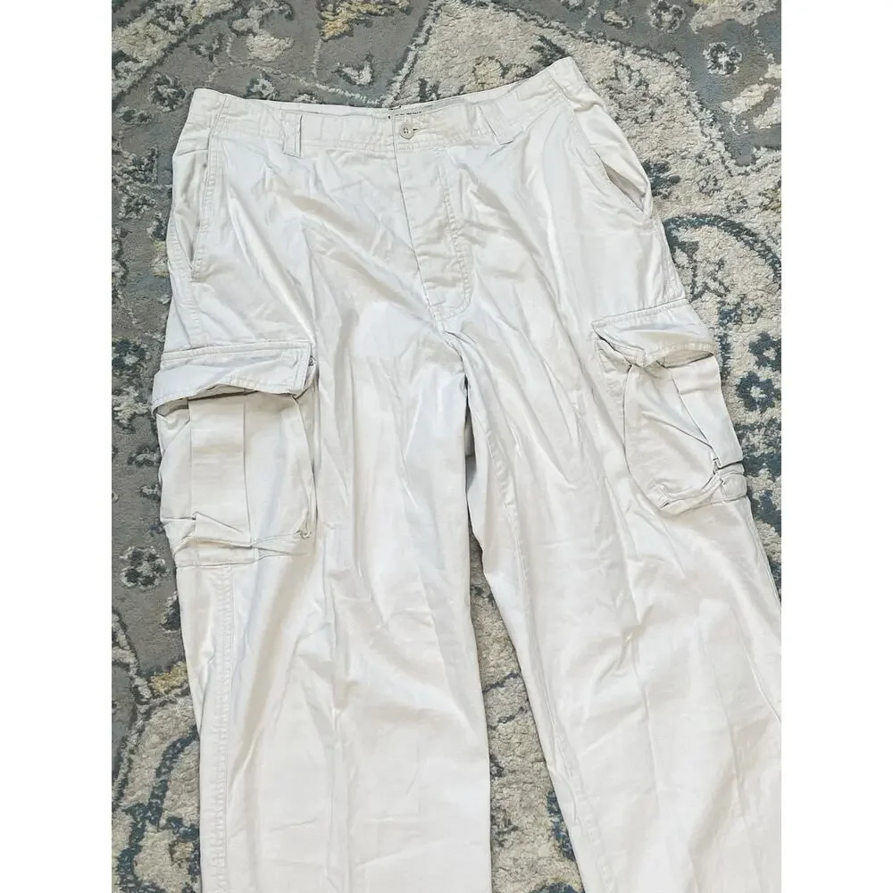 Vintage J.Crew Mens Cargo Pants 32x32 White Ripstop Cotton Military Utility