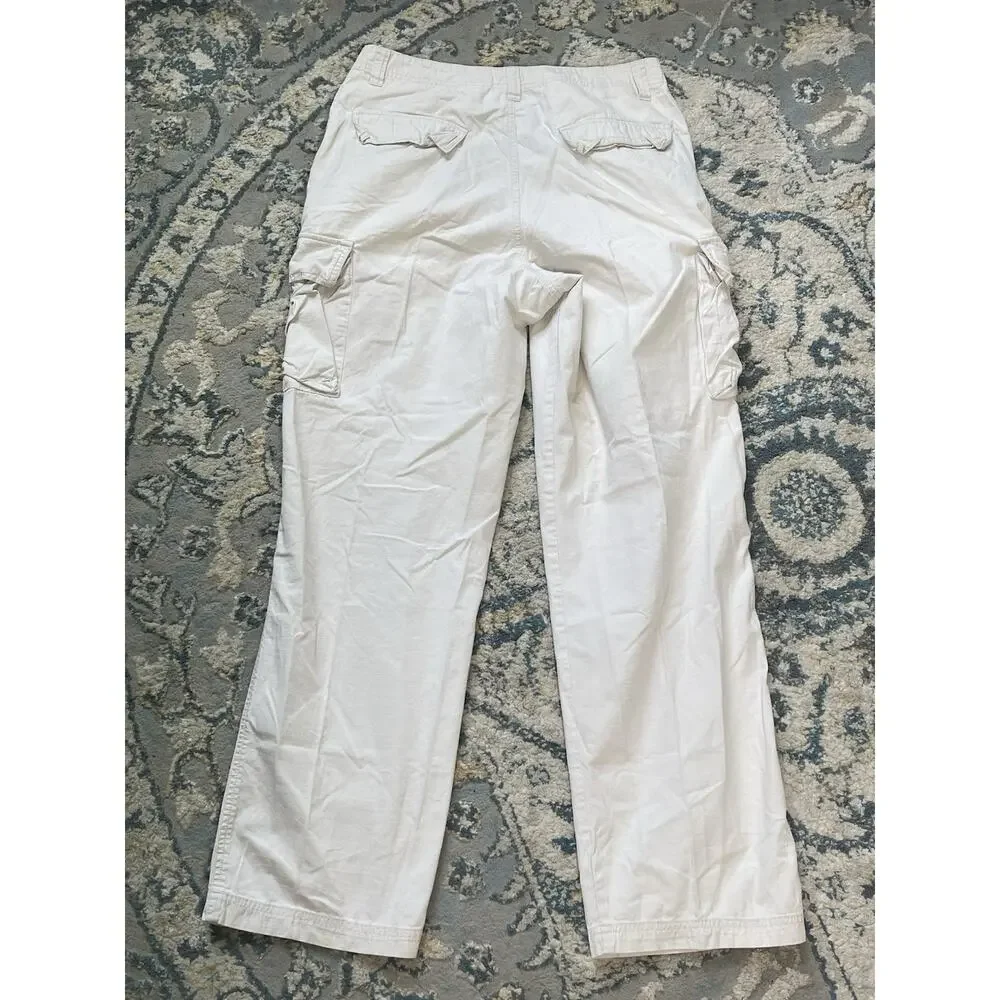 Vintage J.Crew Mens Cargo Pants 32x32 White Ripstop Cotton Military Utility