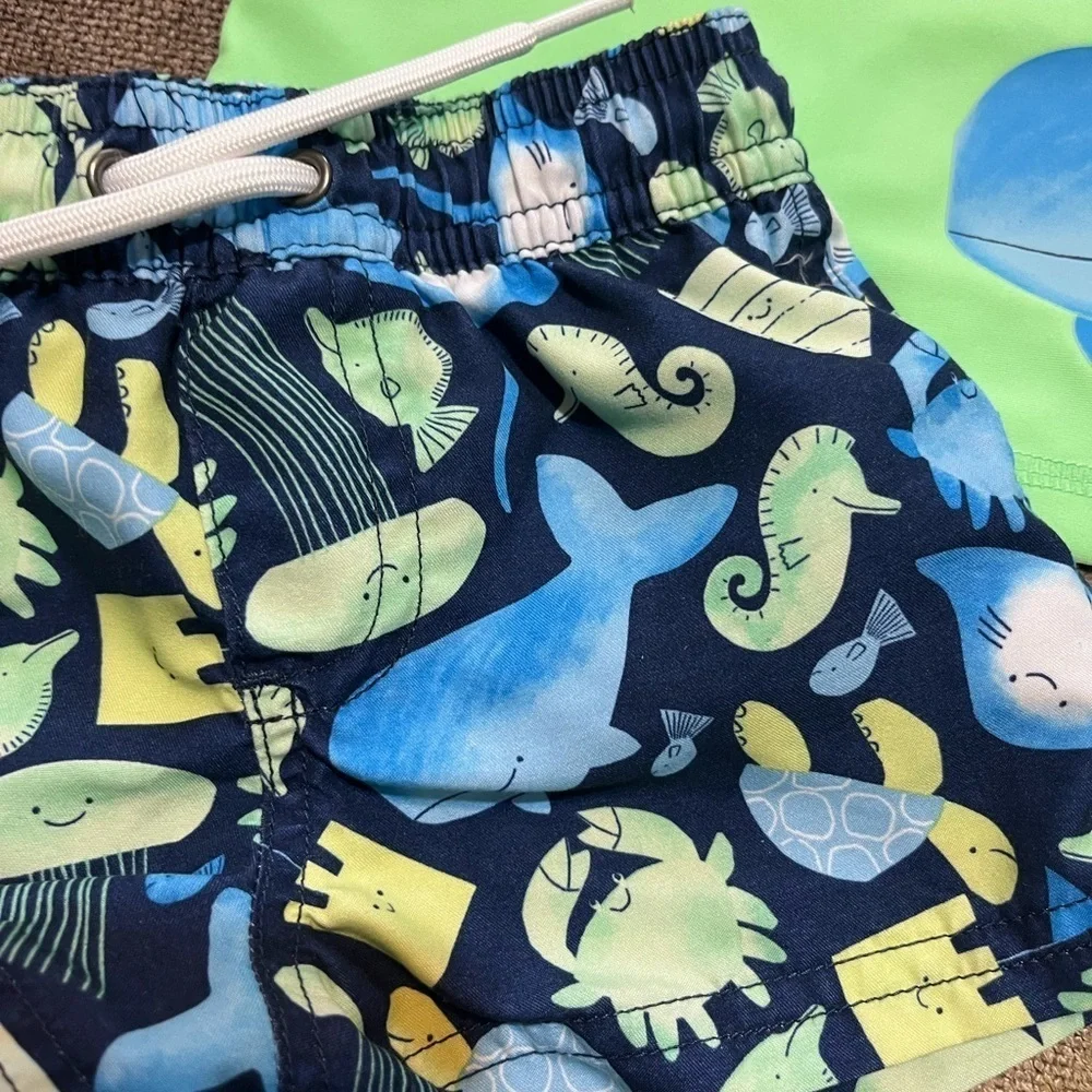 6 Months Baby Swim Set with Sea and Whale Design & NWT Shark T-shirt
