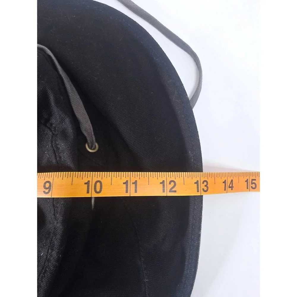 Scala Black Cotton Canvas Wide Brim Sun Hat Adjustable Chin Strap OSFM Australia