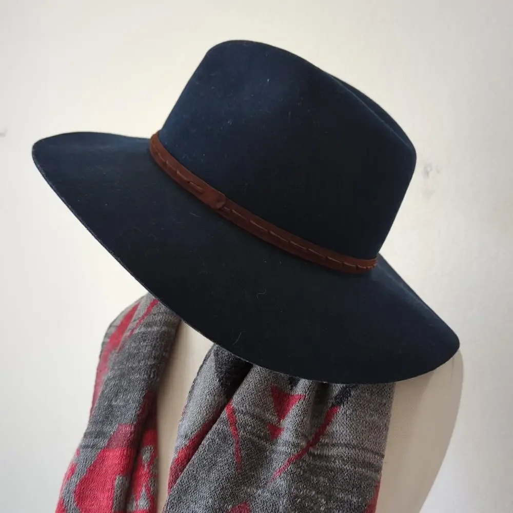 rag & bone Women's Hat Small Fedora Felted 100% Wool Blue Country Boho‎ Festival