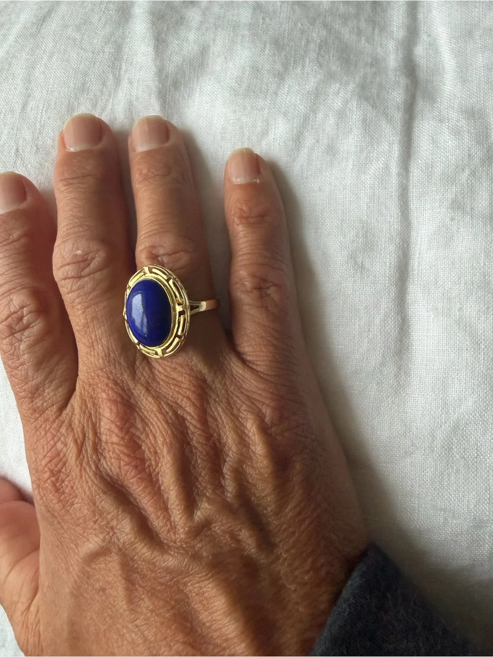 14K Gold Deep Blue Lapis Lazuli - Statement Ring