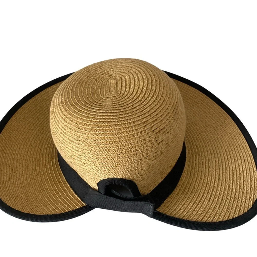 Karen Keith Sunhat- M tan black detail , paper poly blend