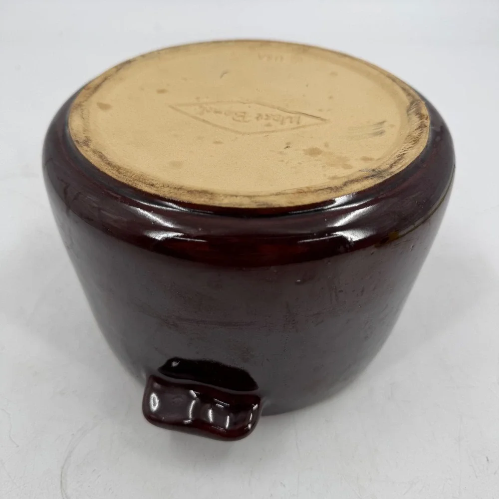 Vintage West Bend‎ USA Brown Glazed Stoneware Bean Pot Kitchen Cooking Crock