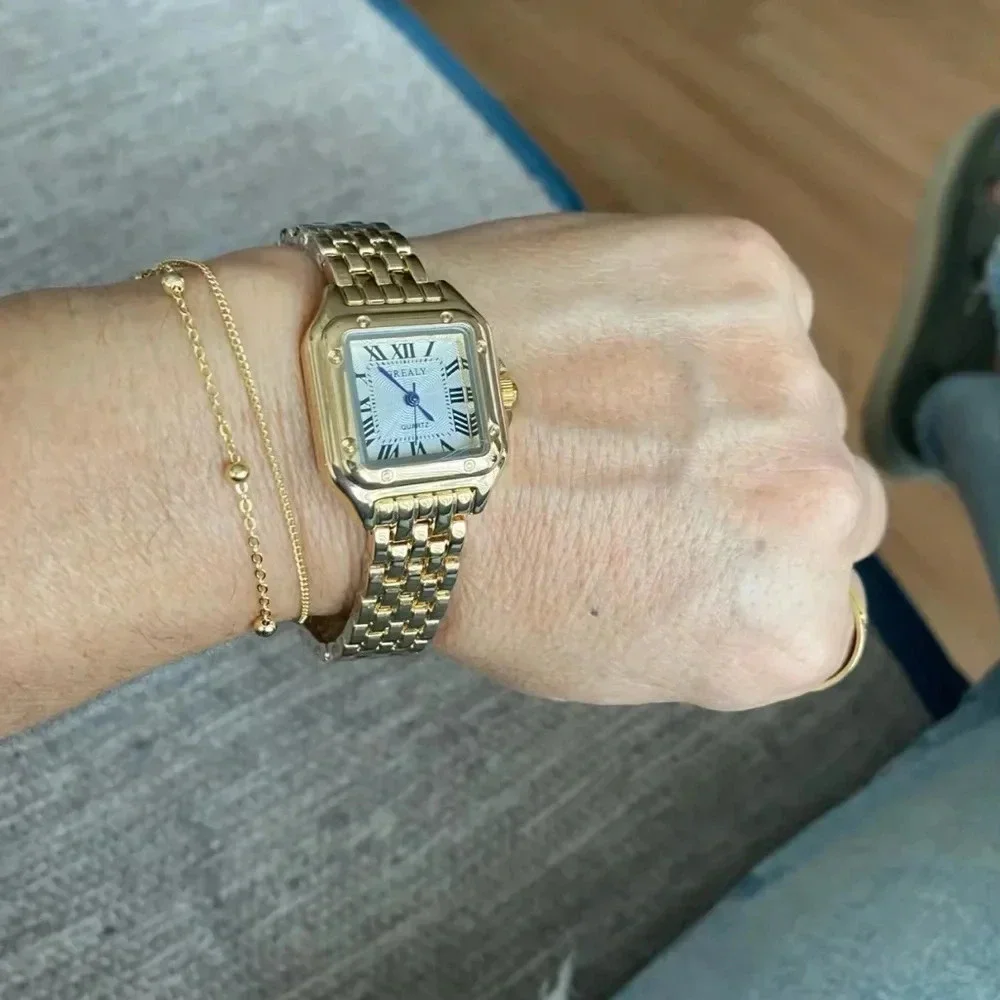 Panthere Classic Rectangle Gold Stainless Steel Watch