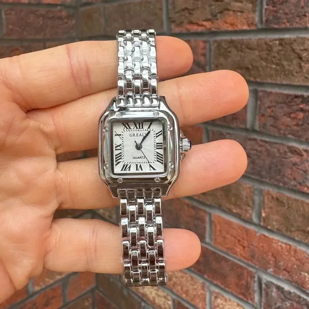 Panthere Classic Rectangle Gold Stainless Steel Watch