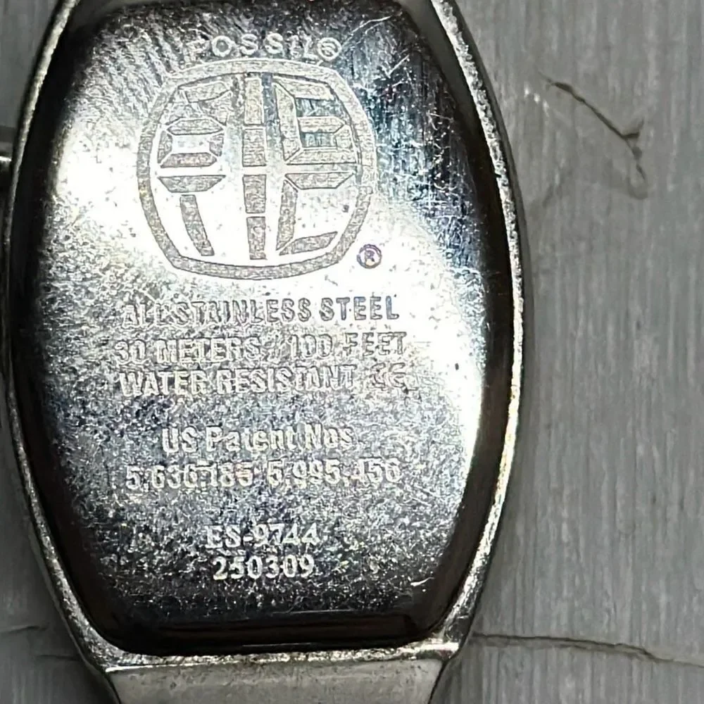 Fossil‎ BIG TIC ES9744 American Flag LED Dial Silver Tone Watch SCRATCHES