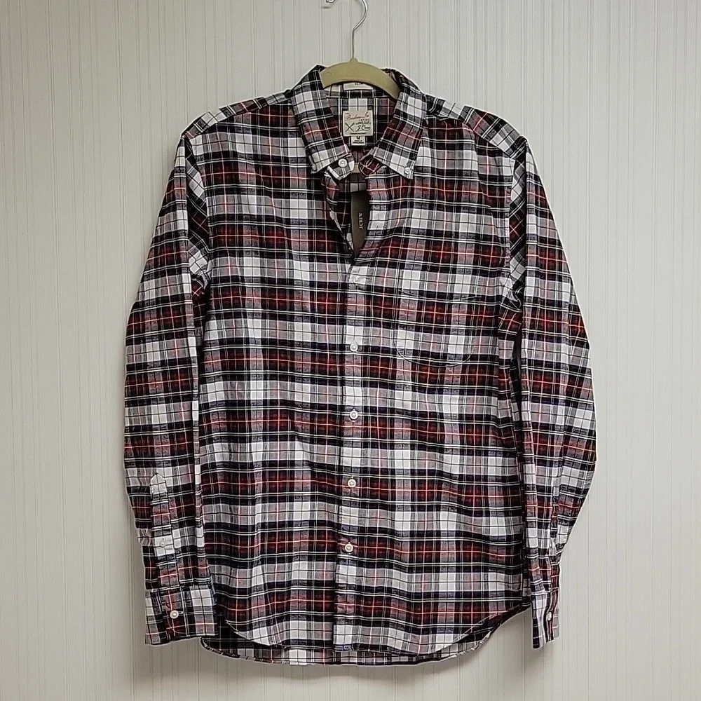 J Crew broken-in Oxford slimfit button down medium men's red green blue New