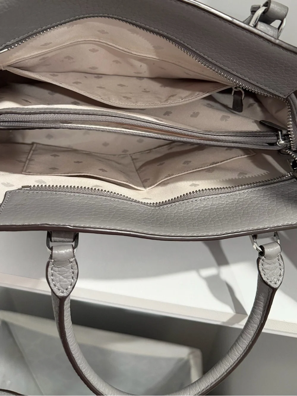 kate spade Gray Pebbled Leather Satchel