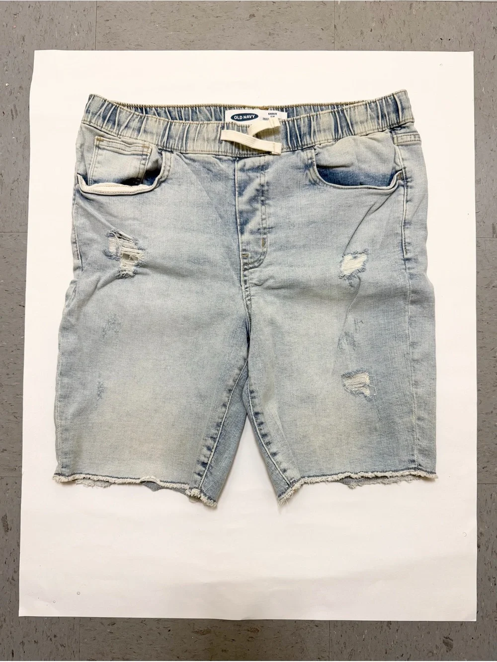 Old Navy Light Blue Distressed Kids Denim Shorts Youth Boys Size XL 14-16