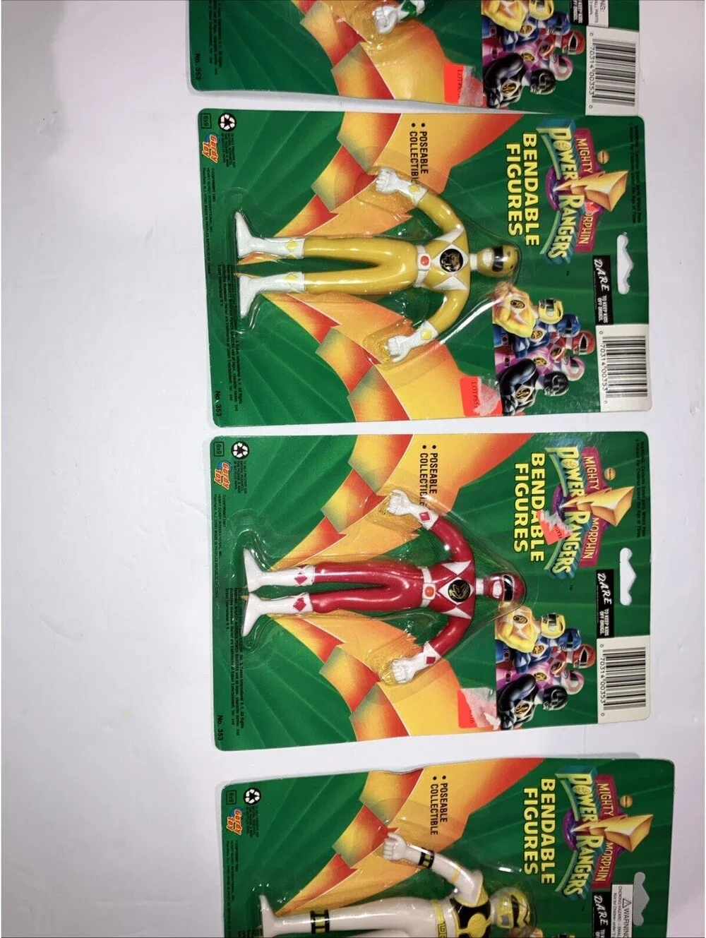 Vintage 1993 Bandai (4) Power Rangers BENDABLE Action Figures NEW Sealed Cards
