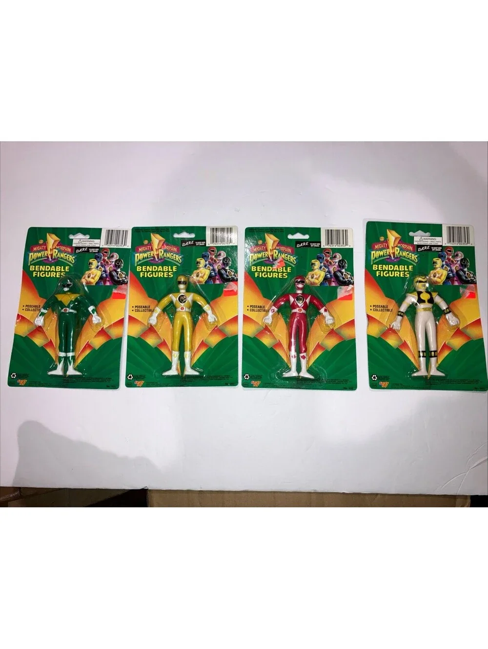 Vintage 1993 Bandai (4) Power Rangers BENDABLE Action Figures NEW Sealed Cards