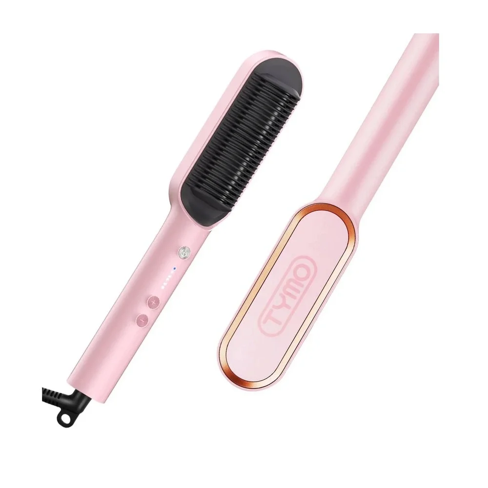 TYMO RingHair Straightener‎ Comb Brush Pink Hot Hair Styling Tool