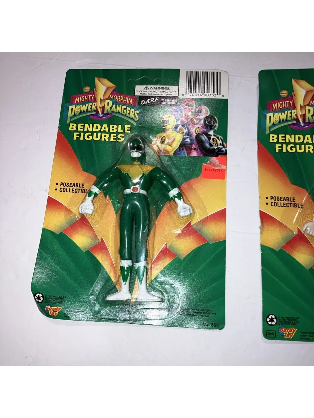 Vintage 1993 Bandai (2)  Power Rangers BENDABLE Action Figures NEW Sealed Cards