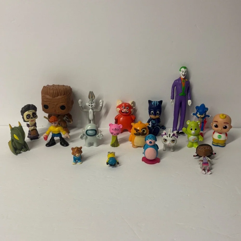 Mixed Toy Figure Lot Funko Chewbacca Joker Sonic Bugs Bunny Among Us Care Bear
