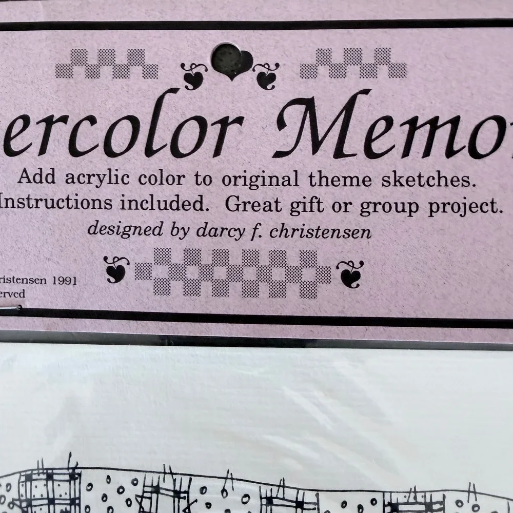 Vintage 1991 Watercolor Memories Scarecrow Theme Sketch Darcy F Christensen NEW