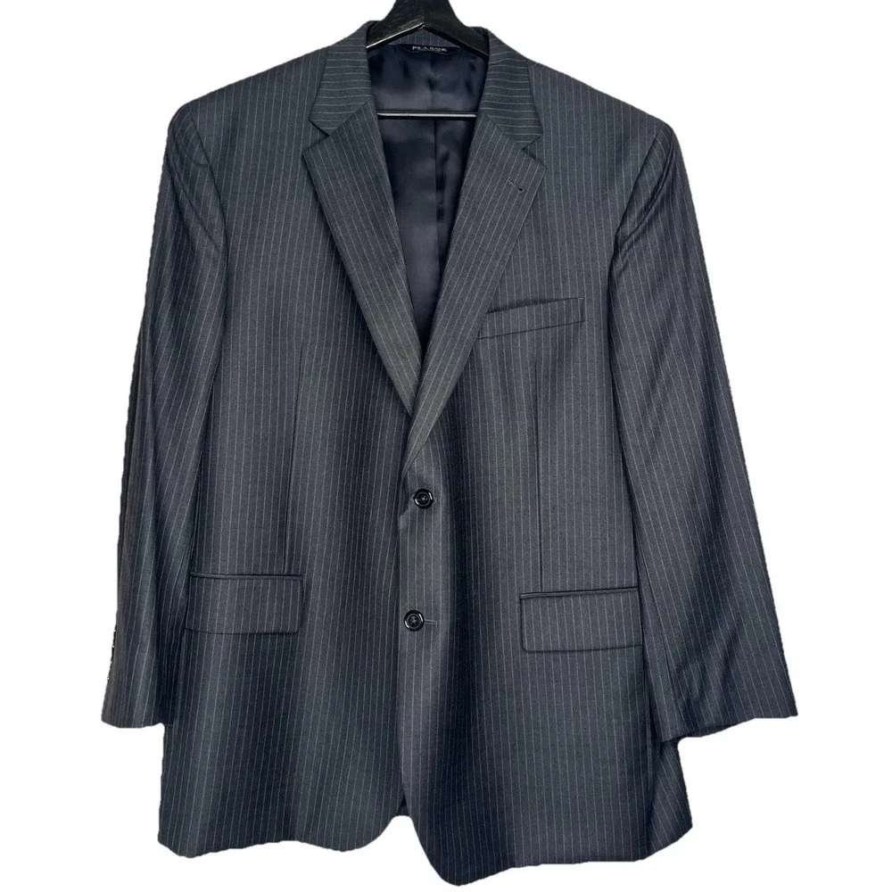 Jos‎ A Bank Signature Collection Blazer 46R Gray Pinstripe Wool Silk Suit Jacket