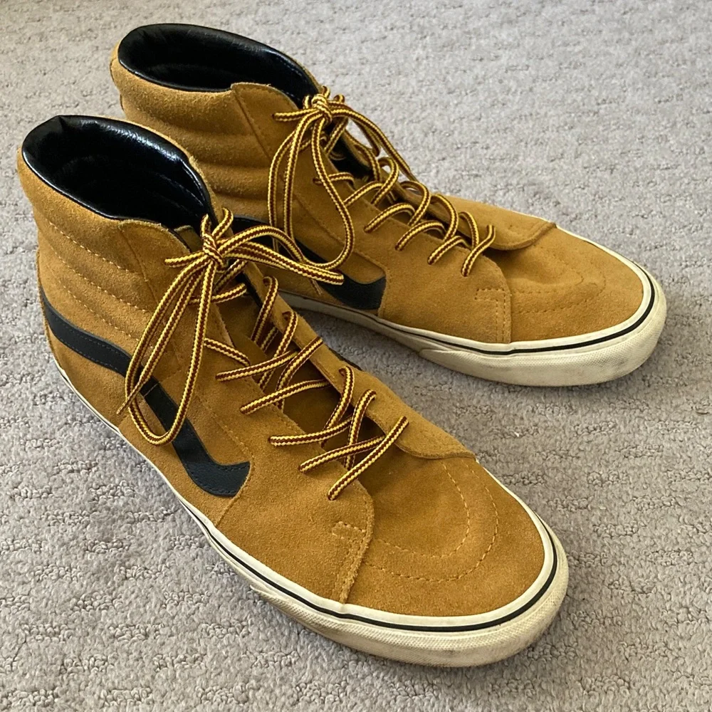 VANS tan suede high-top sneakers, M 9.5/ W 11.