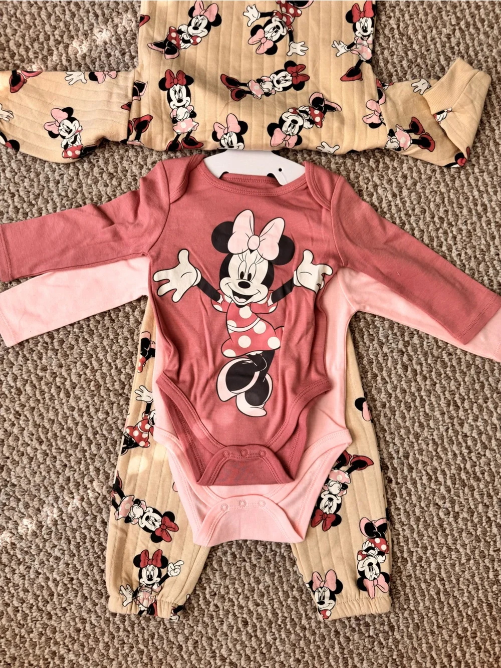 Disney Minnie Mouse Cream and Pink Girls Pajama Set