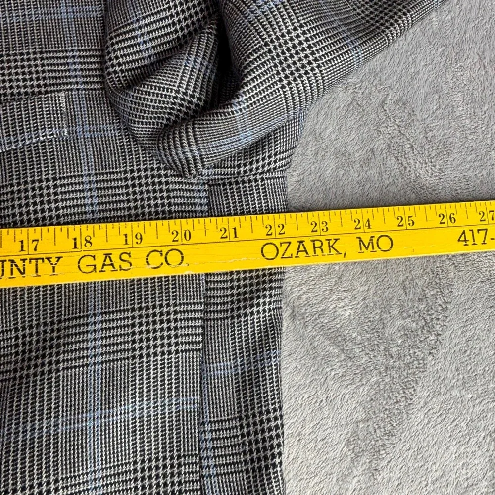 Tasso Elba Sport Coat Men 42R Grey Blue Silk Camel Hair Glen Plaid Blazer Jacket