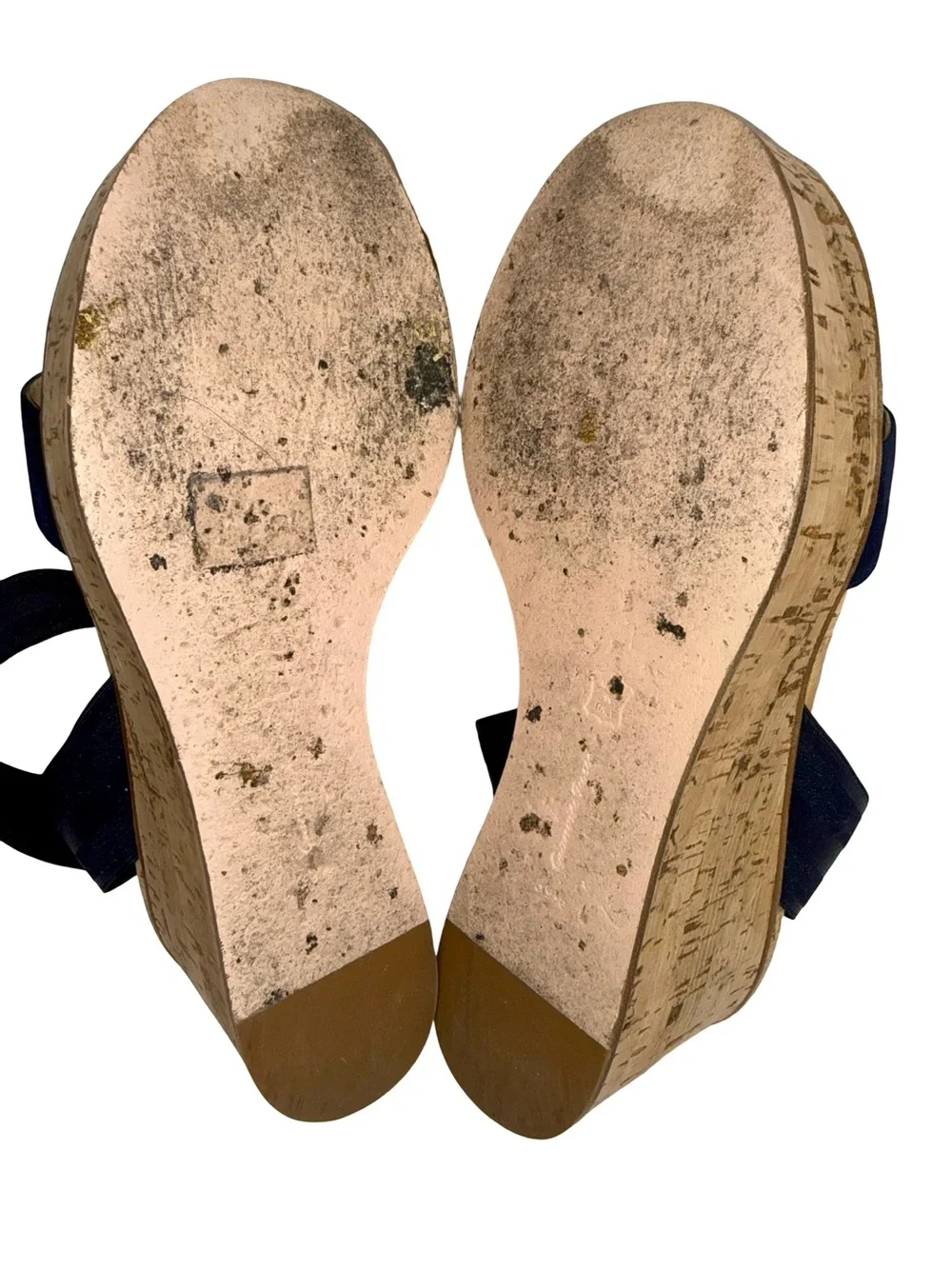 GIANVITO ROSSI CORK WEDGE SANDALS WITH DENIM BLUE ELASTIC ANKLE STRAP
