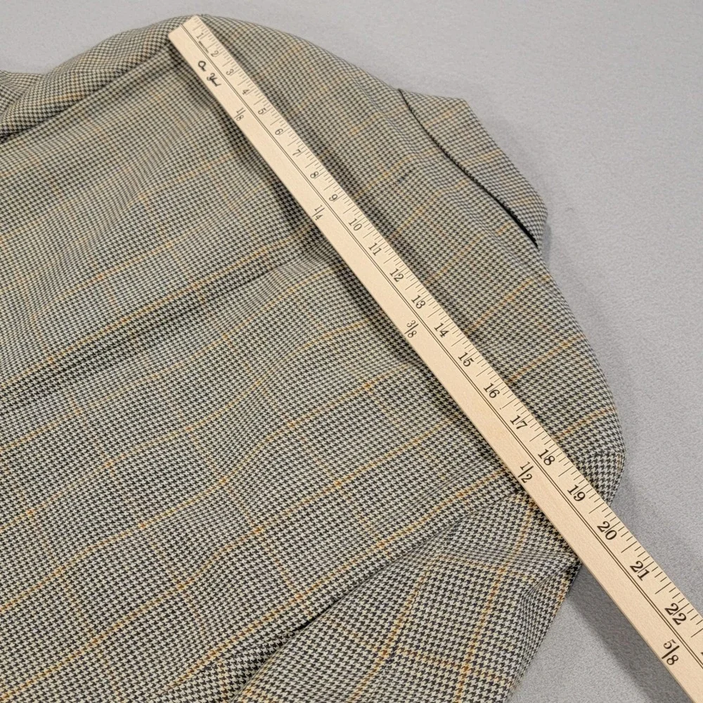 Bruce‎ Julian Wool Blazer Houndstooth Windowpane Tan Blue Men's 40R Sport Coat