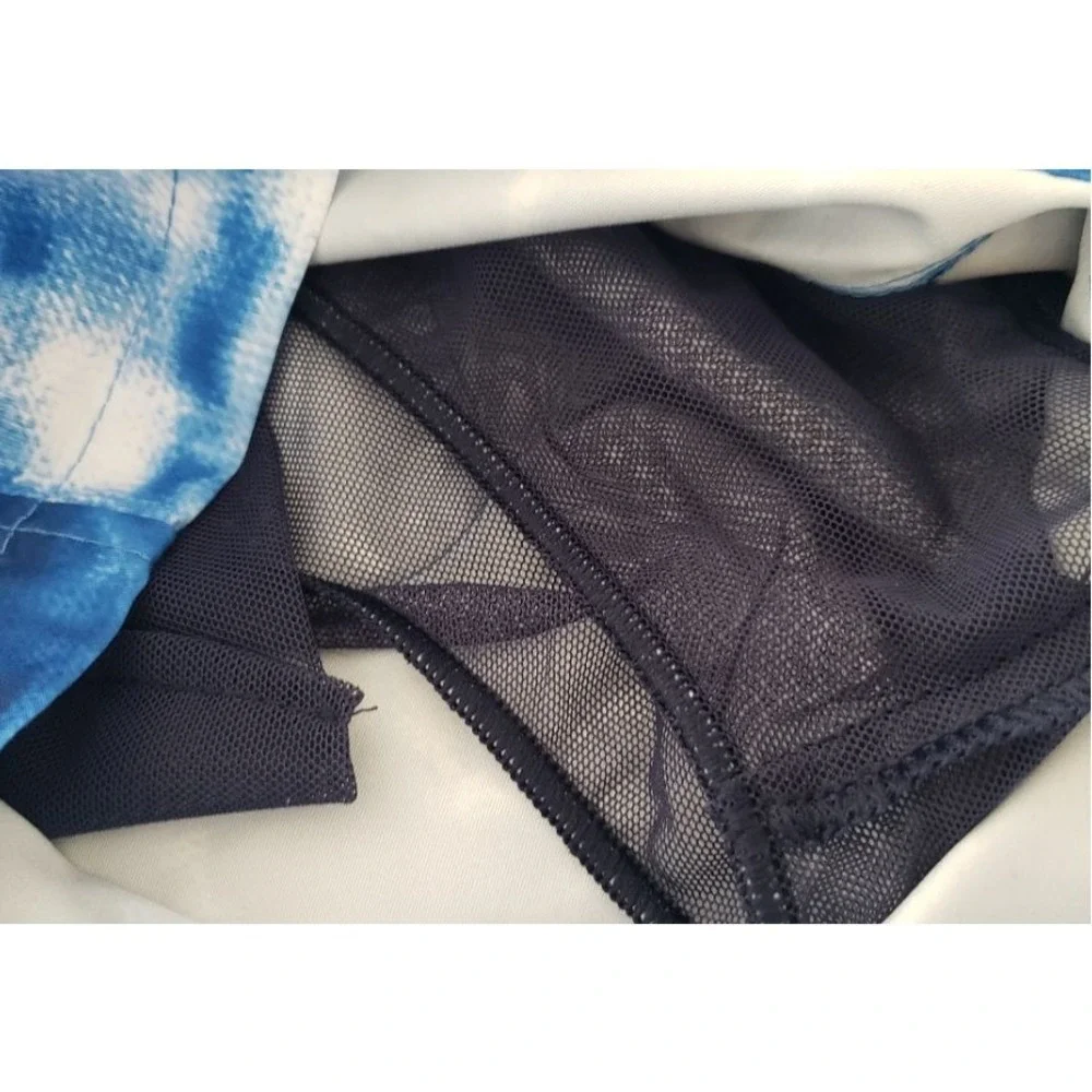 Speedo Mens Blue White Tie Dye Swim Trunks Comfort Stretch UPF 50+ Sz M NWT