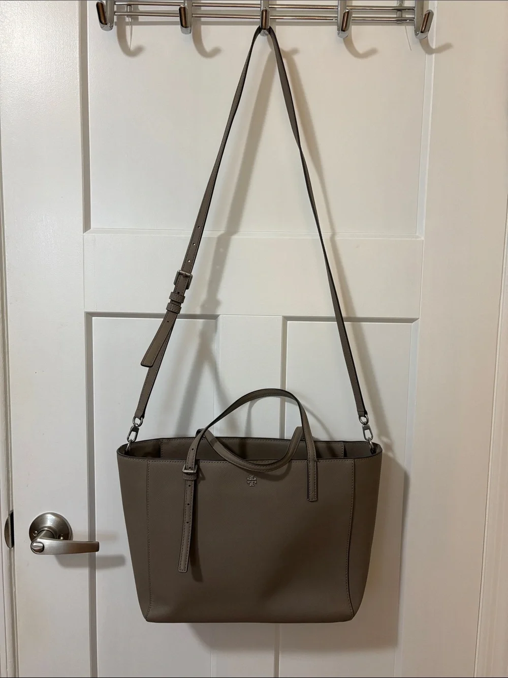 Tory Burch Taupe Saffiano Leather Tote