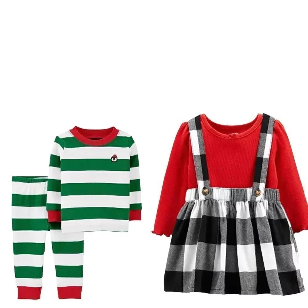 NWT Bundle of 2 Holiday 2-Piece Bodysuit Skirtall Set and Pajama Set in Size 3M