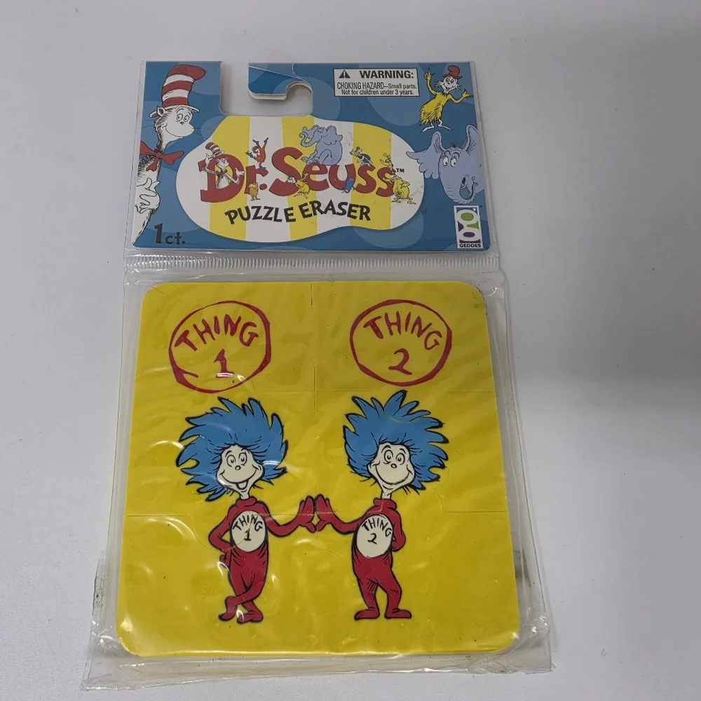 Dr Suess Puzzle Erasers Thing 1 & 2 Horton Hears a Who Green Eggs and Ham Lot 3